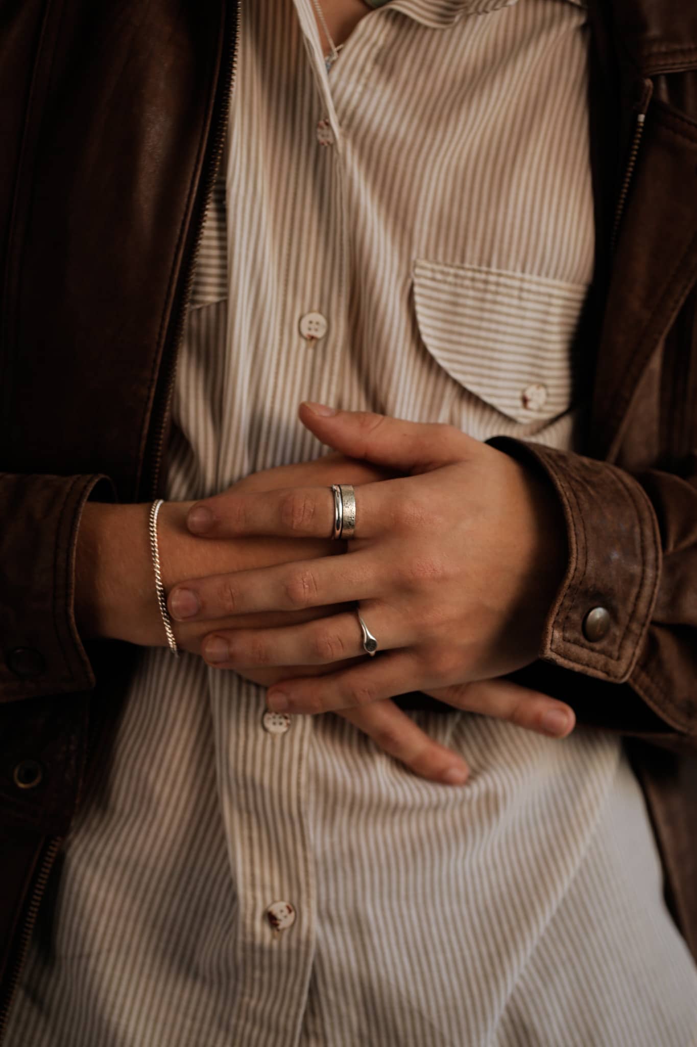 sterling silver wrist chain.