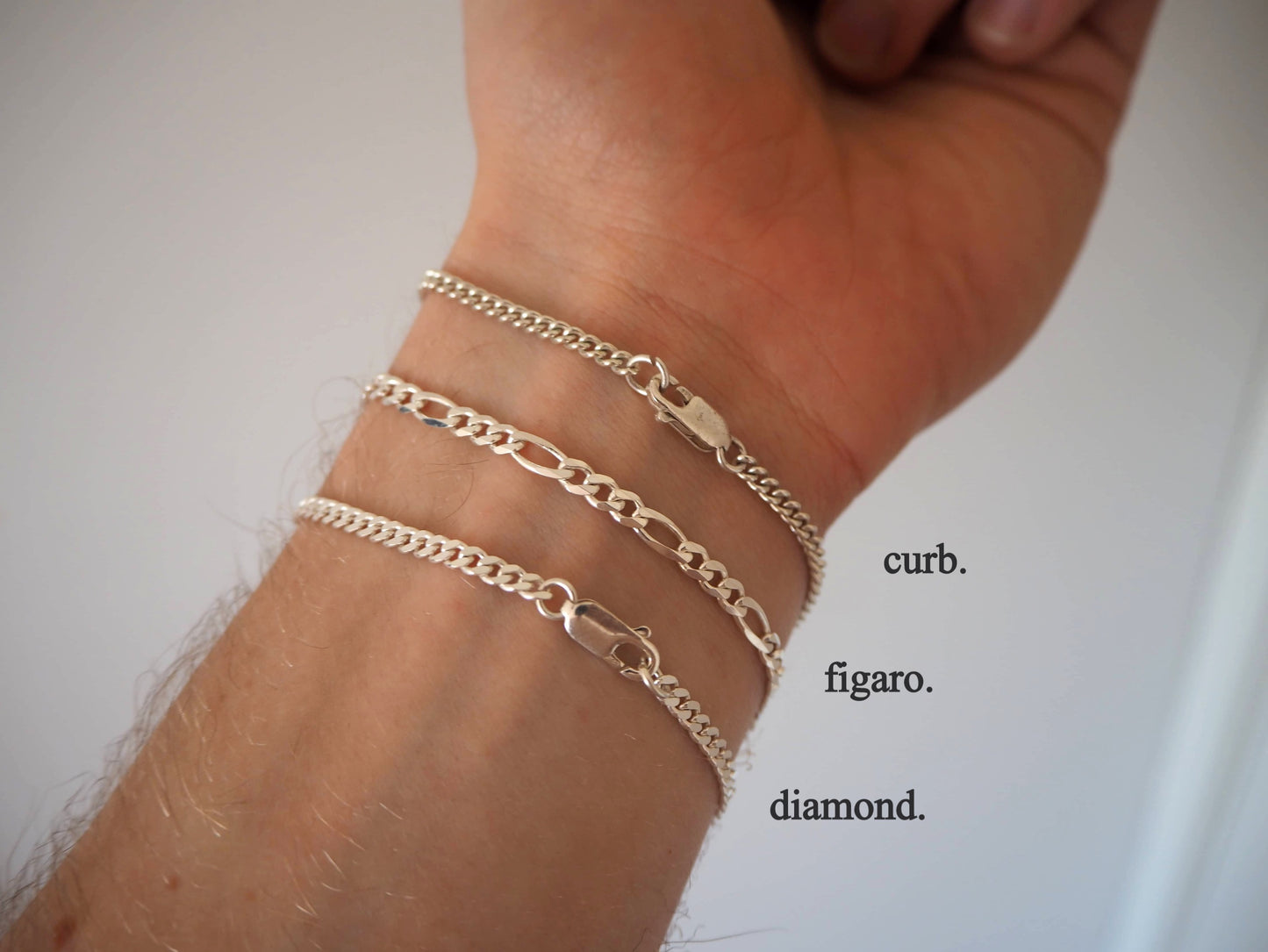 sterling silver wrist chain.