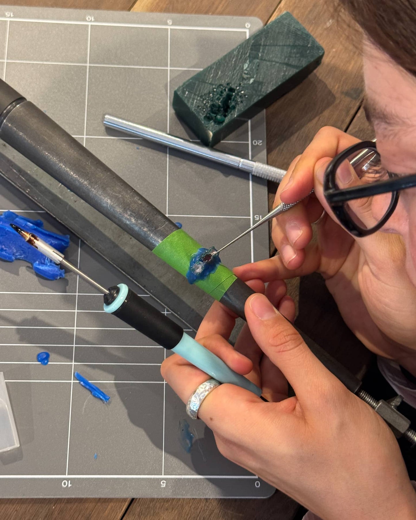 canberra organic ring making class with gemstones (lost wax)